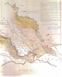 Carta storica delle Valli Grandi Veronesi. In rosso la localit di Scalvinetto